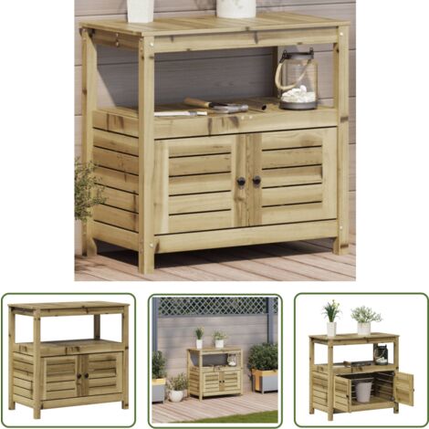 Table de rempotage avec étagères bois de pin imprégné vidaXL 832411