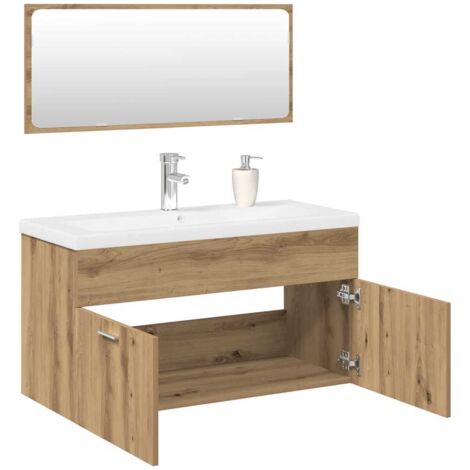 Ensemble Meubles Salle De Bain 4 Pcs Chêne Fumé Bois Ingénierie Vidaxl à Prix Ensemble Meubles Salle De Bain 4 Pcs Chêne Fumé Bois Ingénierie Vidaxl à Prix