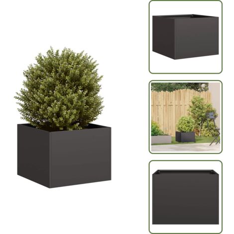 Jardinière En Acier Noir VidaXL 280x80x40 Cm - Bac à Fleurs Surélevé Pour Balcon, Terrasse Ou Jardin