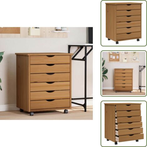 Vidaxl armoire roulante avec tiroirs moss noir bois de pin solide