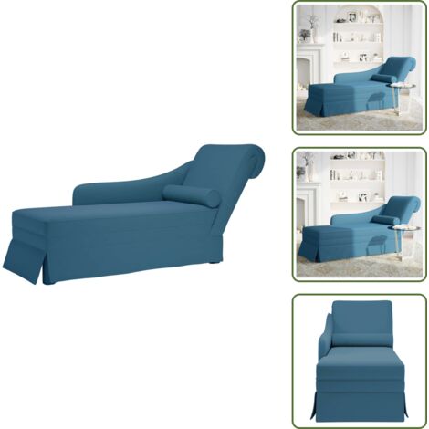 Fauteuil Long Rembourré Bleu Velours Avec Coussin - Accoudoir Droit, Capacité 110 Kg