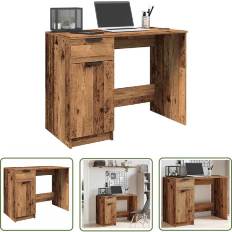 Vidaxl bureau de réception chêne fumé 180x50x103,5cm bois d'ingénierie