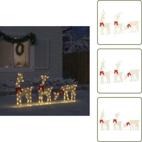 Famiglia di Renne di Natale 160 LED Colorati in Acrilico
