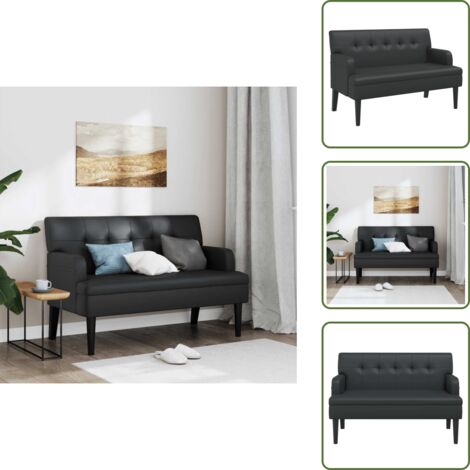 vidaXL Sitzbank mit Rückenlehne Schwarz 112x65,5x75 cm Kunstleder vidaXL Sitzbank mit Rückenlehne Schwarz 112x65,5x75 cm Kunstleder