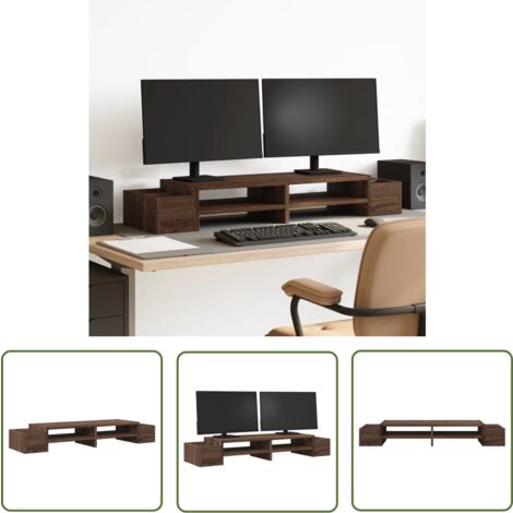 VidaXL Support De Moniteur Avec Tiroirs Chêne Fumé Bois D'ingénierie