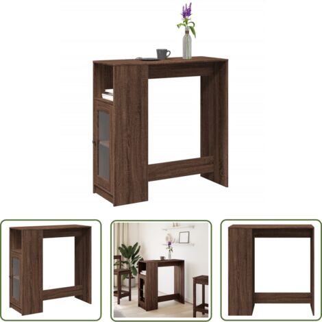 Table De Bar Avec étagère Chêne Artisanal - Dimensions 124x46x103,5 Cm, Bois D'ingénierie, Capacité 80 Kg