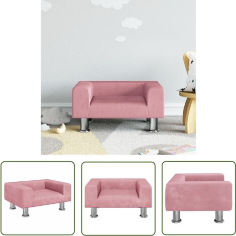 Mini Canapé Enfant En Velours Rose - 60x40x30 Cm, Cadre Pin Massif, Capacité 50 Kg | Pour Enfants De 3 à 6 Ans