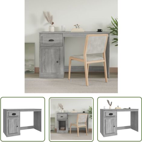 Bureau En Chêne Fumé Avec Tiroir – 115x50x75 Cm – Bois D’ingénierie
