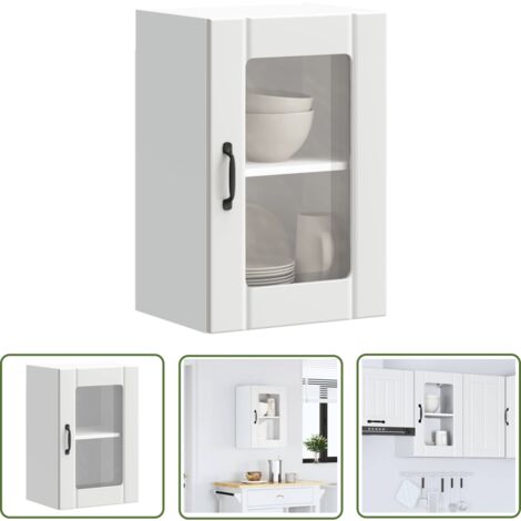 vidaXL Armoire murale de cuisine avec porte en verre Lucca blanc (1/5)
