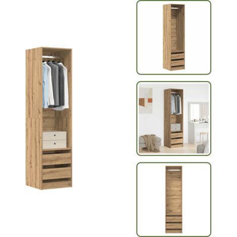 VidaXL Garde-Robe Chêne Sonoma 50 X 50 X 200 Cm En Aggloméré - Armoire De Rangement Compacte Avec Barre De Suspension
