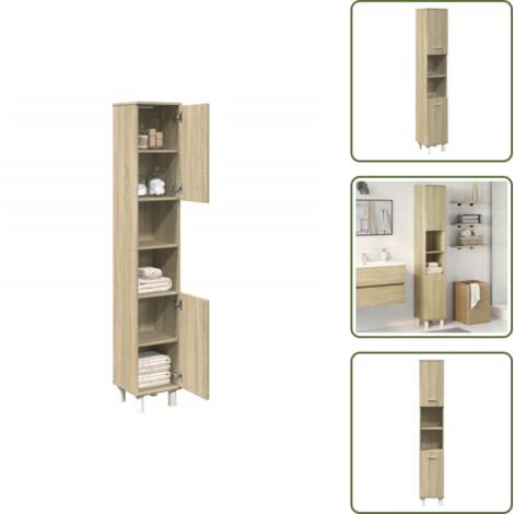 Armoire De Salle De Bains En Bois Composite VidaXL Chêne