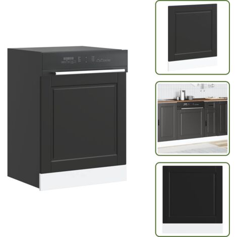 VidaXL Lucca Black Dishwasher Panel - Engineered Wood Protection - View #3