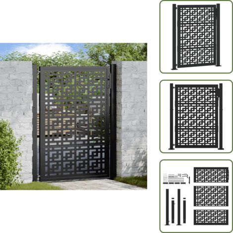 vidaXL Portail de jardin noir 105x130 cm acier conception croisée