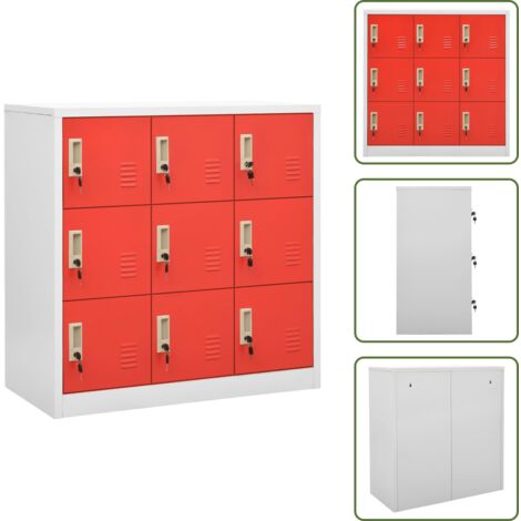Armoire à Casiers VidaXL Gris Et Rouge 90x45x92,5 Cm - Rangement Acier - Neuf