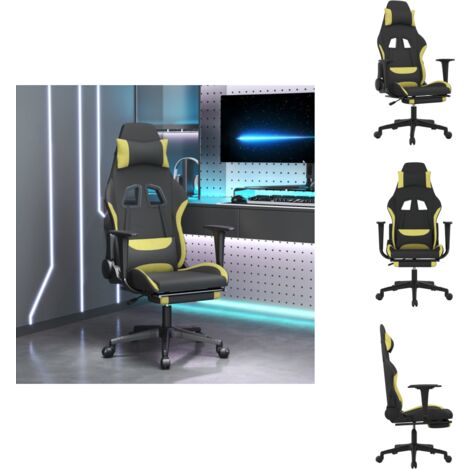 Chaise de jeu avec repose-pied Noir et vert clair - Chaises Gaming - Chaise Gamer - Fauteuil Gaming - Trône De Jeu - Bureau Ergonomique (1/5)