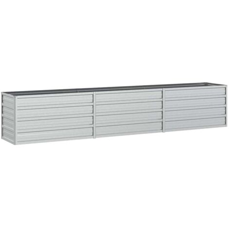 VidaXL Lit Surélevé Jardin 240x80x44 Cm Acier Galvanisé Gris - Jardinière Pot De Fleurs Robuste