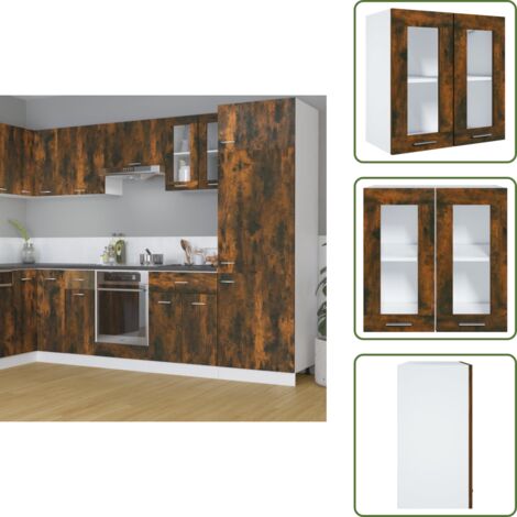 Armoire suspendue, Armoire de cuisine, Meuble haut Cuisine Chêne fumé 69,5x34x90 cm Bois d'ingénierie MJU68416