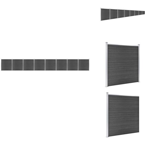 Ensemble de panneau de clôture WPC 1391x186 cm Noir - Clôture Jardin - Clôture Résidentielle - Clôture Composite - Clôture WPC - Barrière Jardin (1/5)