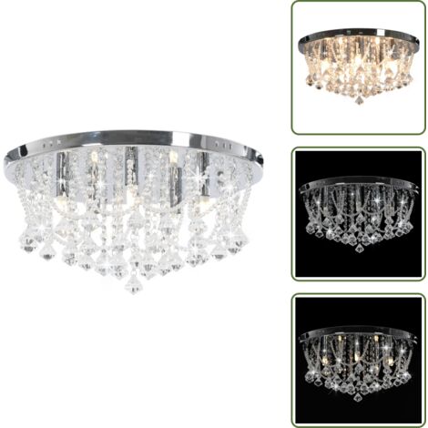 Plafonnier LED Hofstein Lustre Argenté/Blanc - Lampe Moderne Pour Salon, Salle à Manger, Chambre