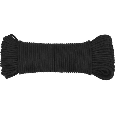 Corde Marine Polypropylène Tressée Noire - 8 Mm X 50 M Pour Amarrage Bateau