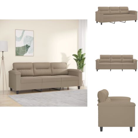 Canapé 3 Places Tissu Taupe 180 Cm – Confortable Et Modulable Pour Salon