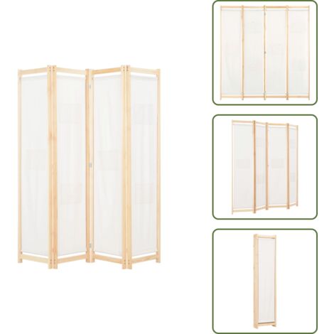 Cloison de séparation 4 panneaux Crème 160x170x4 cm Tissu - Cloison De Séparation - Pare-vue - Cloison Pliable - Cloison Décorative - Séparation Pièce