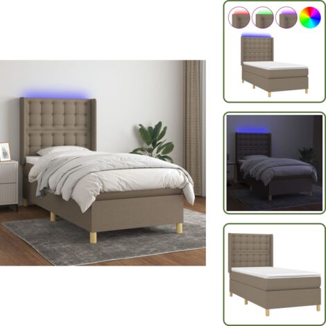 Lit Banquette 90x190 Ou 180x190 Cm Avec LED - Canapé-lit Enfant Similicuir Gris