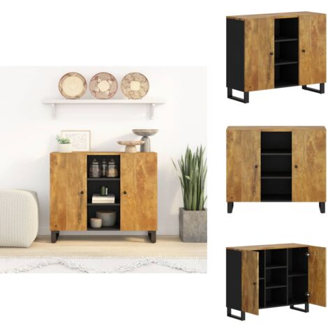 Commode 2 Portes Avec Rangement - Meuble D'Entrée, Salon Ou Chambre, Design Moderne En Chêne Riva, 111 X 57 Cm