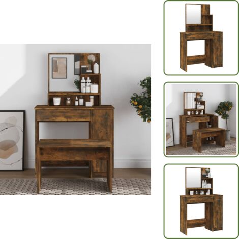 Coiffeuse avec miroir Chêne fumé 86,5x35x136 cm | Leroy Merlin