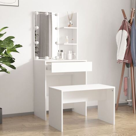 Coiffeuse Almina VICCO Blanc Avec LED - Table De Maquillage Et Toilette - Neuve