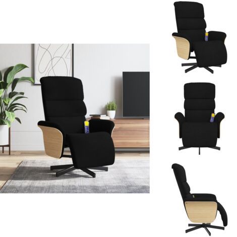 Fauteuil De Massage Inclinable VidaXL - Repose-pieds, 6 Points De Vibration, Télécommande - Tissu Noir - Charge Max 110 Kg