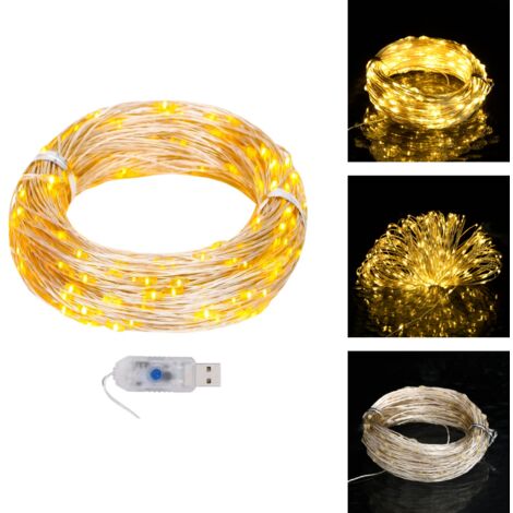 Guirlande Lumineuse LED 20 Boules Coton - 3.3m, Lumière Blanche Chaude, Alimentation Piles