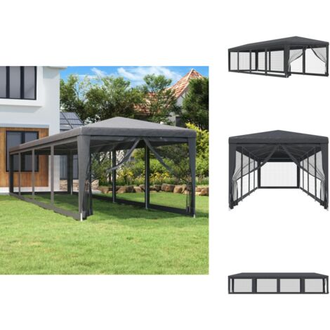 Tente De Fête VidaXL - Dimensions 8x4 M, Hauteur 2,62 M - 12 Parois Latérales Anthracite - En Polyéthylène - Pour événements Extérieurs (jusqu'à 20 Personnes) - 13