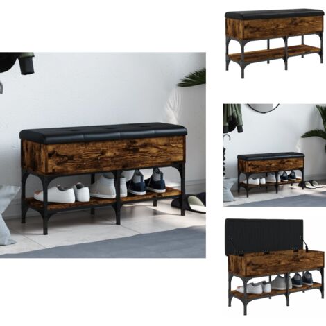 Banc à Chaussures En Chêne Fumé VidaXL - Dimensions 103x30x48 Cm - Bois D'ingénierie - Neuf - Rangement Pratique