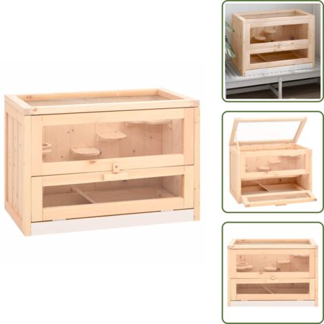Cage Transparente Pour Hamster 35x25x18.5 Cm à 2 étages - Avec Roue Silencieuse, Facile à Nettoyer