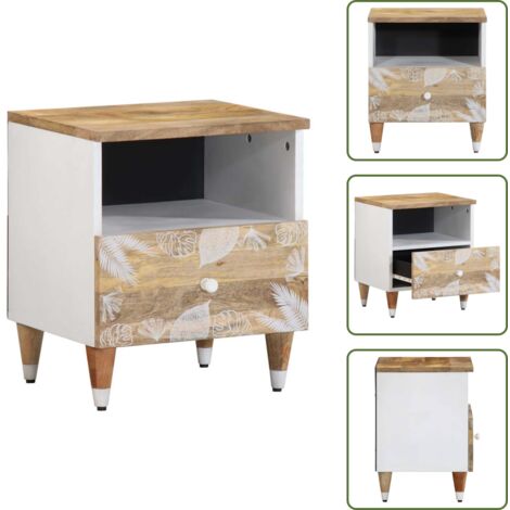 Table De Chevet Asiatique Noire En Bois – Style Chinois, Console D'appoint, 1 Tiroir