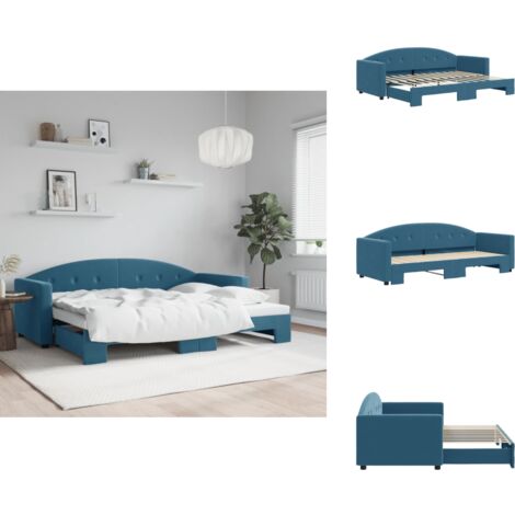 The Living Store Lit De Jour Avec Gigogne Et Tiroirs Sans Matelas Bleu 80x200 Cm Canape Lit Lit Gigogne Meuble Multifonctionnel Lit Dappoint Rangements Integres 86148937