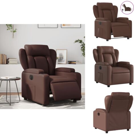 Fauteuil inclinable électrique en similicuir marron | Leroy Merlin
