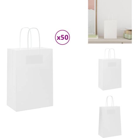 Sacs Cadeaux En Papier Kraft Blanc Avec Poignées Pour Les