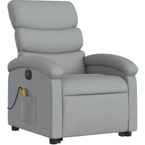 Fauteuil inclinable électrique de massage gris clair tissu