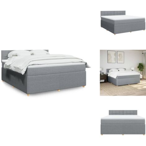Sommier à lattes de lit avec matelas Gris clair 180x200cm Tissu - Sommier À Lattes De Lit - Sommiers À Lattes De Lit - Lit - Meuble De Chambre À Coucher (1/5)