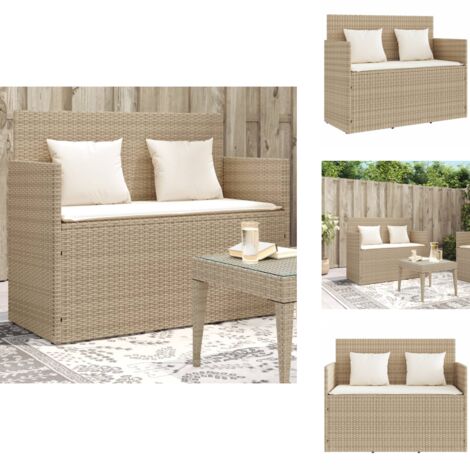 Banc De Jardin Avec Coussins Beige Résine Tressée - Banc De Jardin Avec Coussins Beige Resine Tressee Banc De Jardin Meuble De Jardin Mobilier De Jardin Chaise Exterieure Assise Confortable 86633386