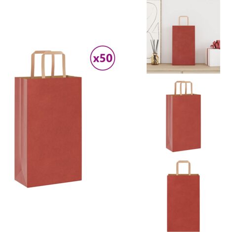 10 Sacs Cadeaux Anniversaire Rose - Papier Kraft Solide Avec Poignées - Pour Fête Enfants