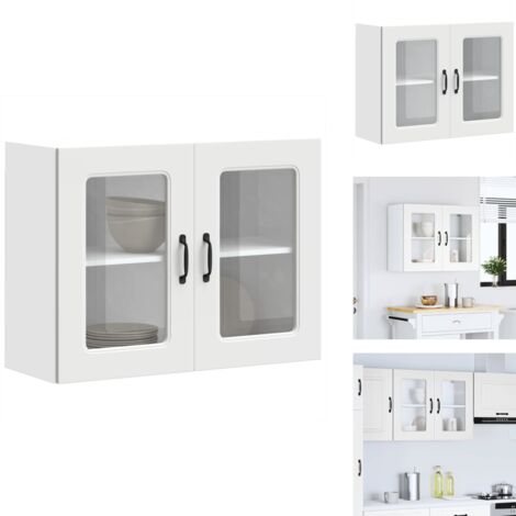 Armoire murale de cuisine avec porte en verre Kalmar blanc - Armoire Murale De Cuisine - Armoires Murales De Cuisine - Meuble Mural De Cuisine - Armoire Murale Avec Verre (1/5)