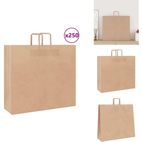Lot De 100 Sacs En Papier Kraft Renforcés Avec Poignées – Grand Format Pour Courses, Plats à Emporter, Cadeaux