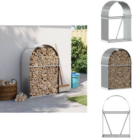 VidaXL Abri De Stockage De Bois Acier Galvanisé Gris - Range Bûches Porte-bûches Robuste Pour Extérieur
