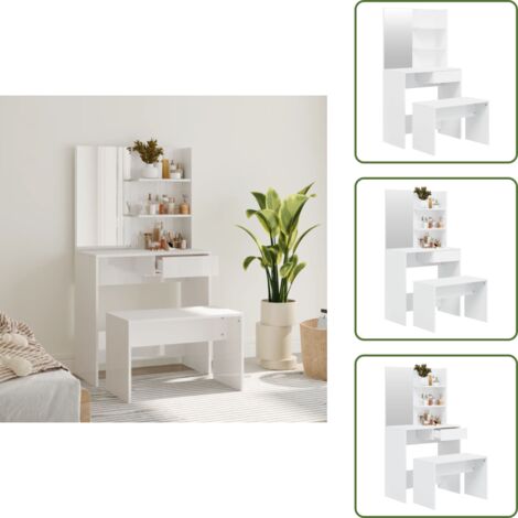 Coiffeuse Avec Miroir – Blanc Brillant 74,5x40x141 Cm – Neuve