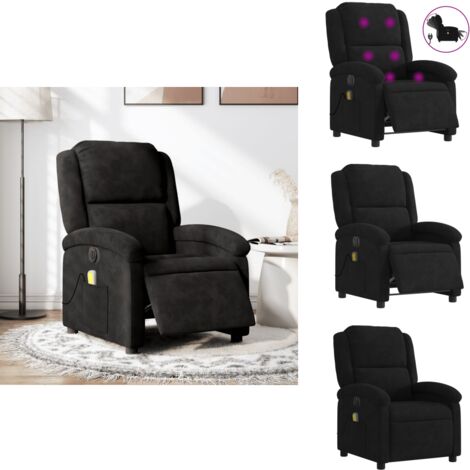 Fauteuil Relaxation Manuel Fauteuil Inclinable VidaXL Avec Repose-pieds - Tissu Noir Moderne Et Confortable Fauteuil Relax Noir Tissu