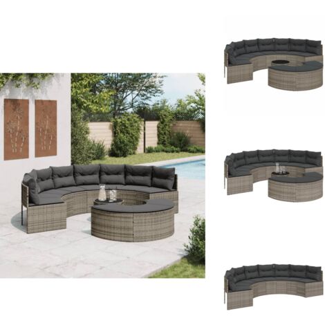 Salon De Jardin 3 Pièces En Résine Tressée Demi-rond VidaXL - Ensemble Neuf Pour Terrasse