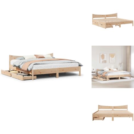 Cadre De Lit Bois Massif Pin 200x200 Cm VidaXL - Adulte Double